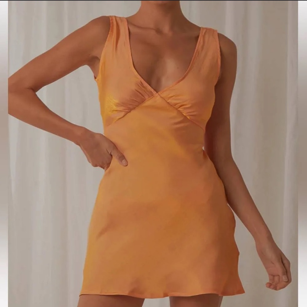 PepperMayo Audrey vintage slip dress in mango shimmer